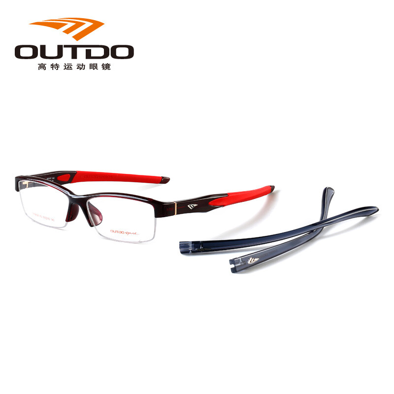 高特OUTDO可更换镜腿运动眼镜 半框近视镜架时尚超轻眼镜框TR9838 TR9838-R3暗红色